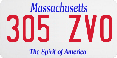 MA license plate 305ZV0