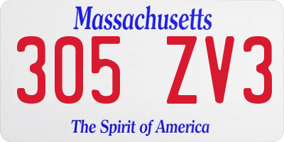 MA license plate 305ZV3