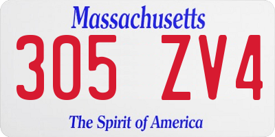 MA license plate 305ZV4