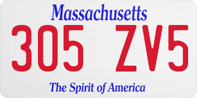 MA license plate 305ZV5
