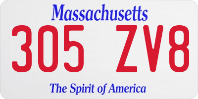MA license plate 305ZV8