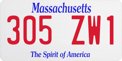 MA license plate 305ZW1