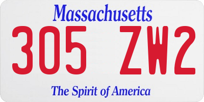 MA license plate 305ZW2