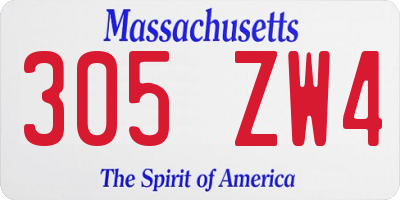 MA license plate 305ZW4