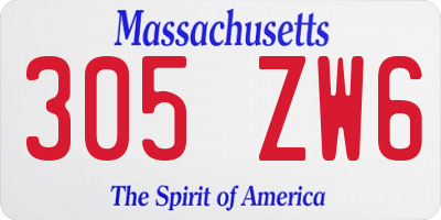 MA license plate 305ZW6