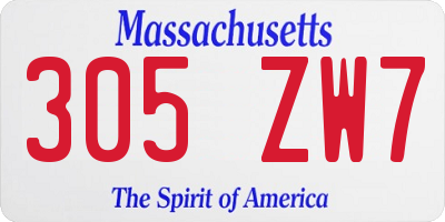 MA license plate 305ZW7