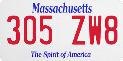 MA license plate 305ZW8