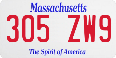 MA license plate 305ZW9