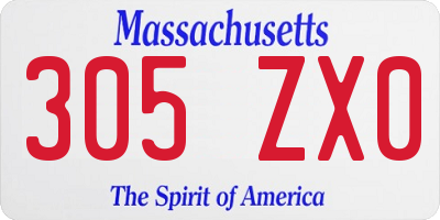 MA license plate 305ZX0