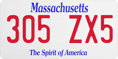 MA license plate 305ZX5