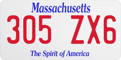 MA license plate 305ZX6