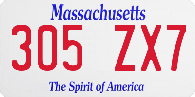 MA license plate 305ZX7