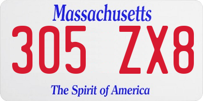 MA license plate 305ZX8
