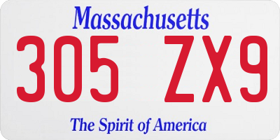 MA license plate 305ZX9