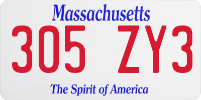 MA license plate 305ZY3
