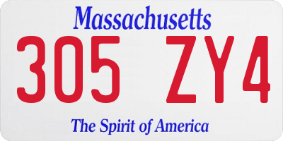 MA license plate 305ZY4