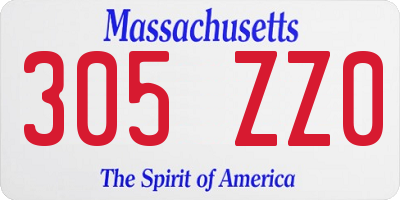 MA license plate 305ZZ0
