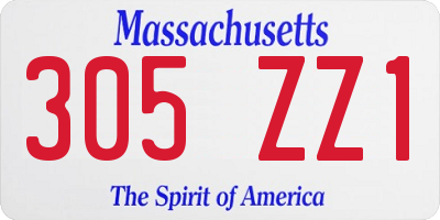 MA license plate 305ZZ1
