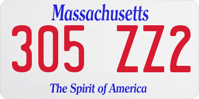 MA license plate 305ZZ2