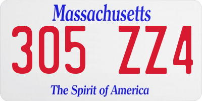 MA license plate 305ZZ4