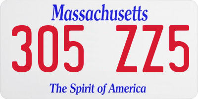 MA license plate 305ZZ5