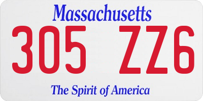 MA license plate 305ZZ6
