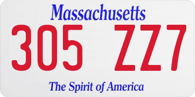 MA license plate 305ZZ7