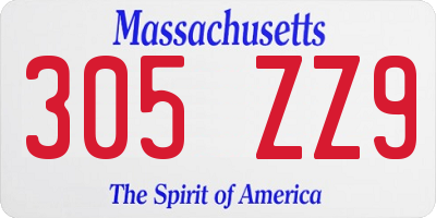 MA license plate 305ZZ9