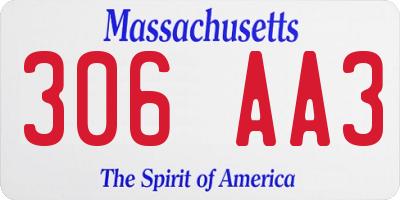 MA license plate 306AA3