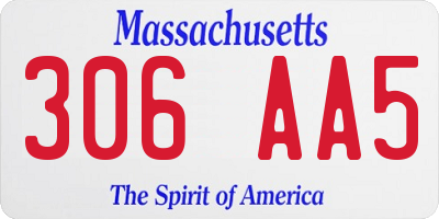 MA license plate 306AA5