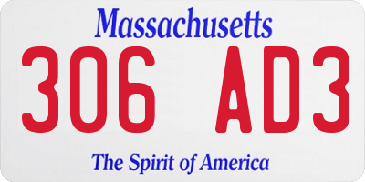 MA license plate 306AD3