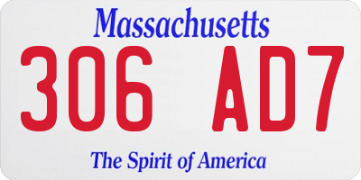 MA license plate 306AD7