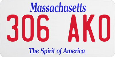 MA license plate 306AK0