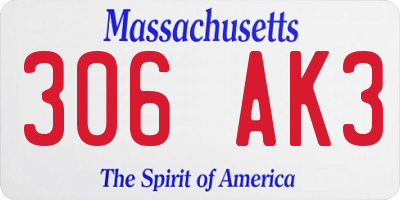 MA license plate 306AK3