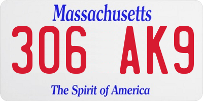 MA license plate 306AK9