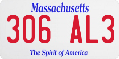 MA license plate 306AL3