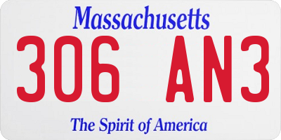 MA license plate 306AN3