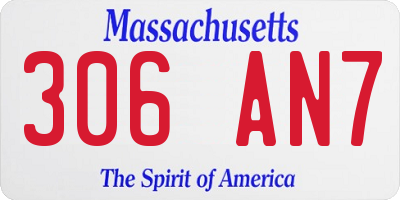 MA license plate 306AN7