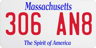 MA license plate 306AN8