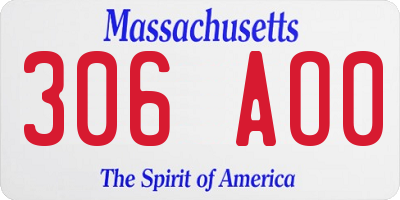 MA license plate 306AO0