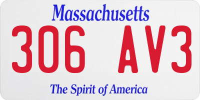 MA license plate 306AV3