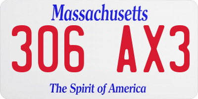 MA license plate 306AX3