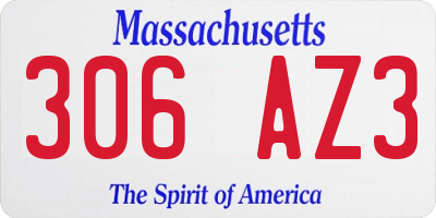 MA license plate 306AZ3