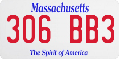 MA license plate 306BB3