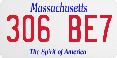 MA license plate 306BE7