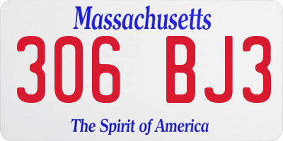 MA license plate 306BJ3