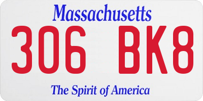 MA license plate 306BK8