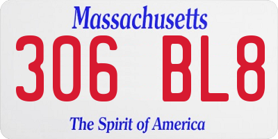 MA license plate 306BL8