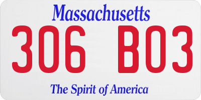 MA license plate 306BO3