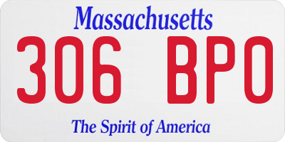 MA license plate 306BP0